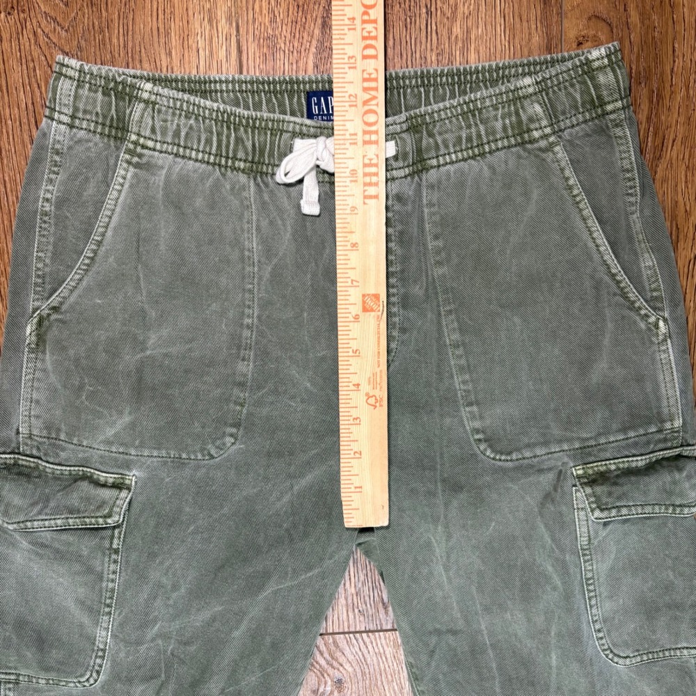GAP Denim Easy Jean Womens M Olive Green Cargo Pants Relaxed Fit Drawstring - Picture 7 of 11
